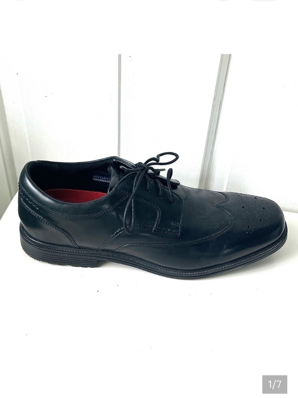 Men's Rockport Wingtip Oxford Black Leather Dress Shoes